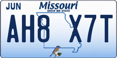 MO license plate AH8X7T