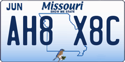 MO license plate AH8X8C