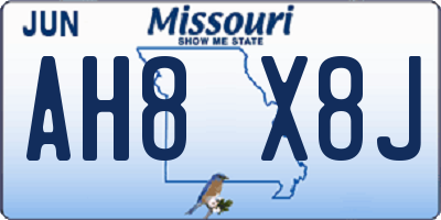 MO license plate AH8X8J