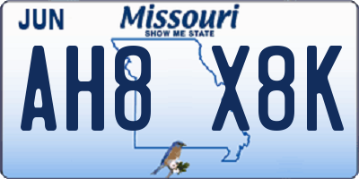 MO license plate AH8X8K