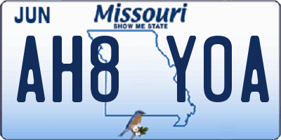 MO license plate AH8Y0A