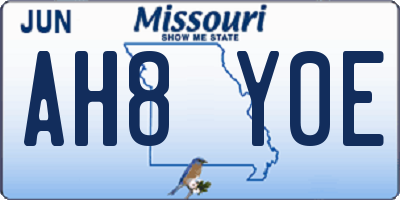 MO license plate AH8Y0E