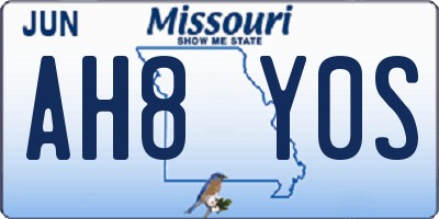 MO license plate AH8Y0S