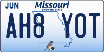 MO license plate AH8Y0T