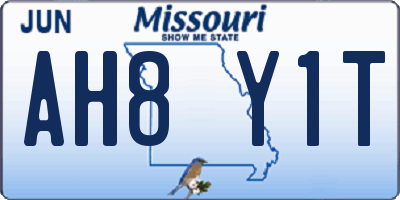 MO license plate AH8Y1T