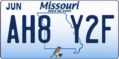 MO license plate AH8Y2F