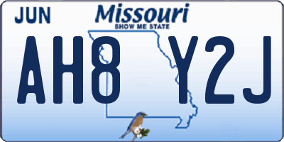 MO license plate AH8Y2J