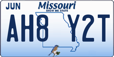 MO license plate AH8Y2T