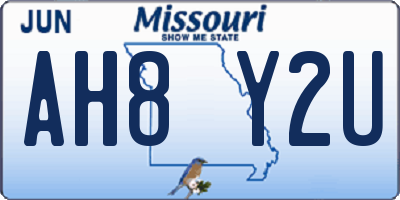 MO license plate AH8Y2U