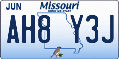 MO license plate AH8Y3J