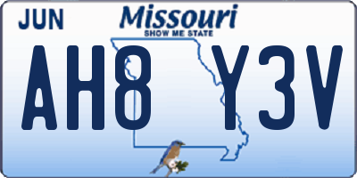 MO license plate AH8Y3V