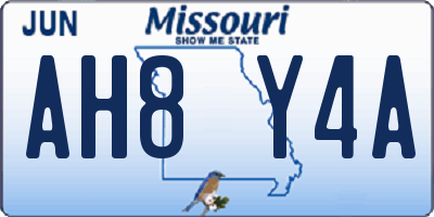 MO license plate AH8Y4A