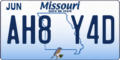 MO license plate AH8Y4D