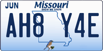 MO license plate AH8Y4E