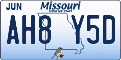MO license plate AH8Y5D