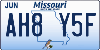 MO license plate AH8Y5F