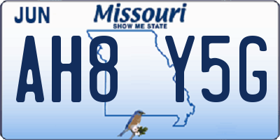 MO license plate AH8Y5G