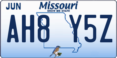 MO license plate AH8Y5Z