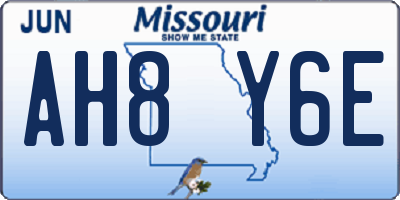 MO license plate AH8Y6E