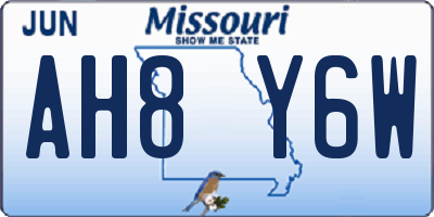 MO license plate AH8Y6W