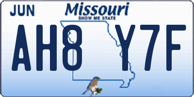 MO license plate AH8Y7F