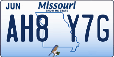 MO license plate AH8Y7G