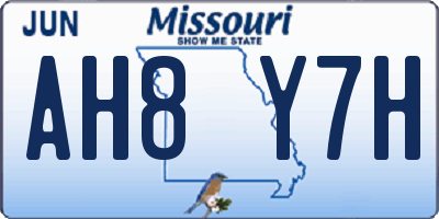 MO license plate AH8Y7H