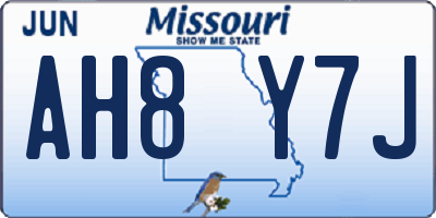 MO license plate AH8Y7J
