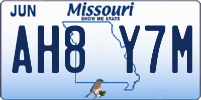 MO license plate AH8Y7M
