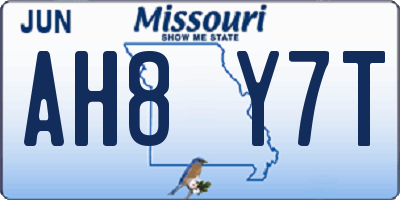 MO license plate AH8Y7T