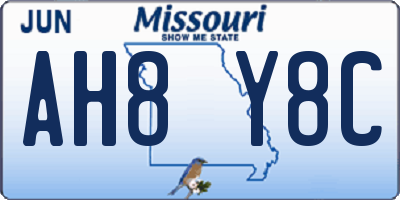 MO license plate AH8Y8C