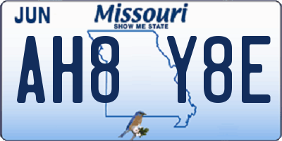 MO license plate AH8Y8E