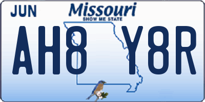 MO license plate AH8Y8R