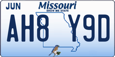 MO license plate AH8Y9D