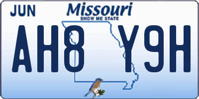 MO license plate AH8Y9H