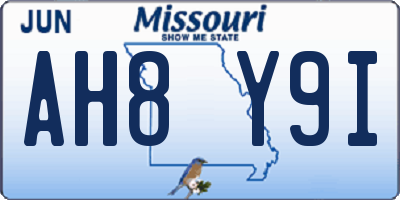 MO license plate AH8Y9I