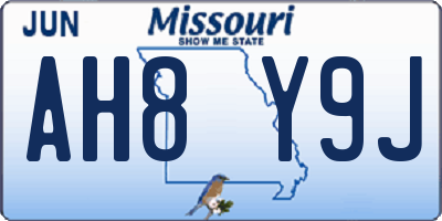 MO license plate AH8Y9J