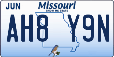 MO license plate AH8Y9N