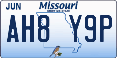 MO license plate AH8Y9P