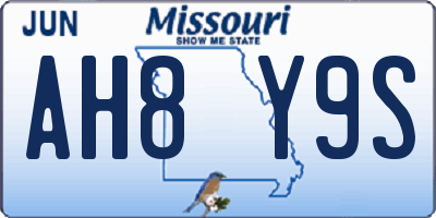 MO license plate AH8Y9S