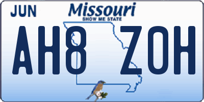 MO license plate AH8Z0H