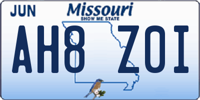 MO license plate AH8Z0I