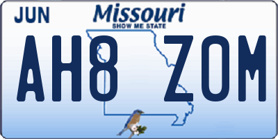 MO license plate AH8Z0M