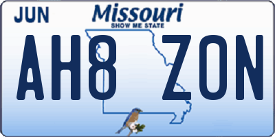 MO license plate AH8Z0N