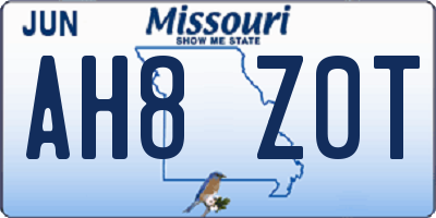 MO license plate AH8Z0T