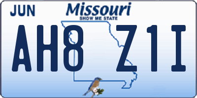 MO license plate AH8Z1I