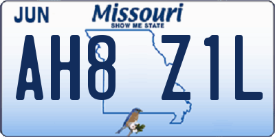 MO license plate AH8Z1L