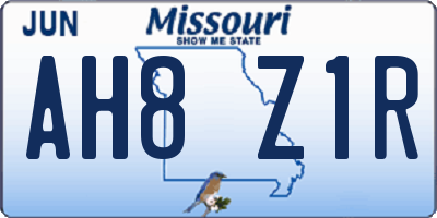 MO license plate AH8Z1R