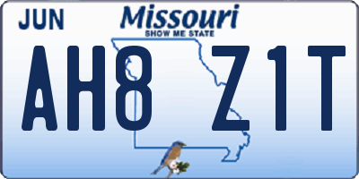 MO license plate AH8Z1T