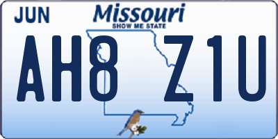 MO license plate AH8Z1U